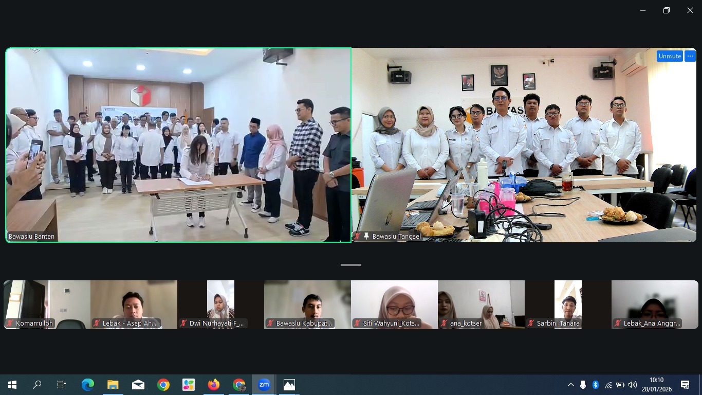 Deklarasi Bebas Konflik Kepentingan yang dilakukan oleh Bawaslu Provinsi Banten secara daring (28/01)